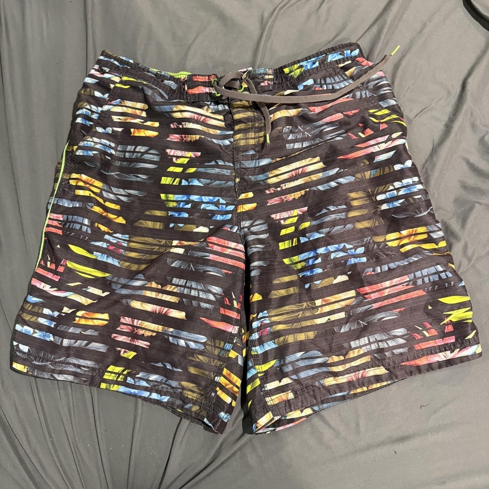 Speedo Shorts Mens L Multicolor Swim Trunks Elastic Waist Mesh Lined Drawstring